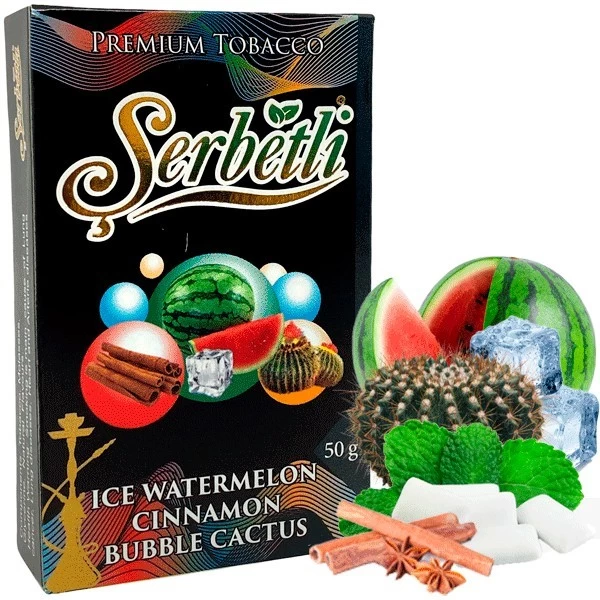 Табак Serbetli Ice Watermelon Cinnamon Bubble Cactus (Лед Арбуз Корица Бабл Кактус) 50гр