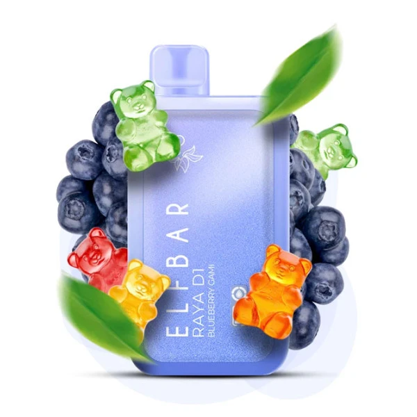 Одноразовая электронная сигарета Elf Bar Raya D1 Blueberry Gami (Черника Мишки) (13000 Затяжек)