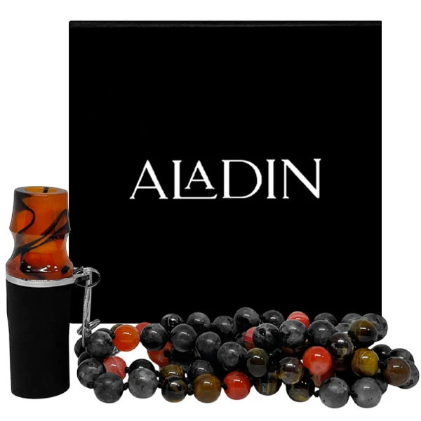 Персональный мундштук в упаковке Aladin Premium (Оранжевый с черным)