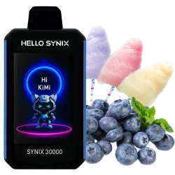 Одноразовая электронная сигарета Hello Synix Blueberry Cotton Candy (Черника Сахарная Вата) (30000 Затяжек)